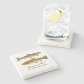 Regenbogenforelle-Marmor-Untersetzer Steinuntersetzer (Seitenansicht)