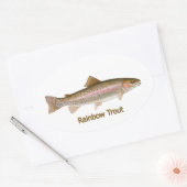 Regenbogenforelle (mit Titel) Ovaler Aufkleber (Umschlag)