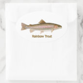 Regenbogenforelle (mit Titel) Ovaler Aufkleber (Tasche)