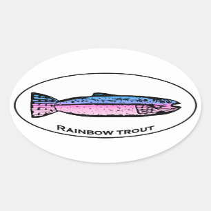 Regenbogenforelle-Oval-Logo Ovaler Aufkleber