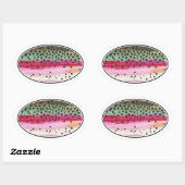 Regenbogenforelle Ovaler Aufkleber (Blatt)