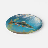 Regenbogenforelle Pappteller (Schrägansicht)