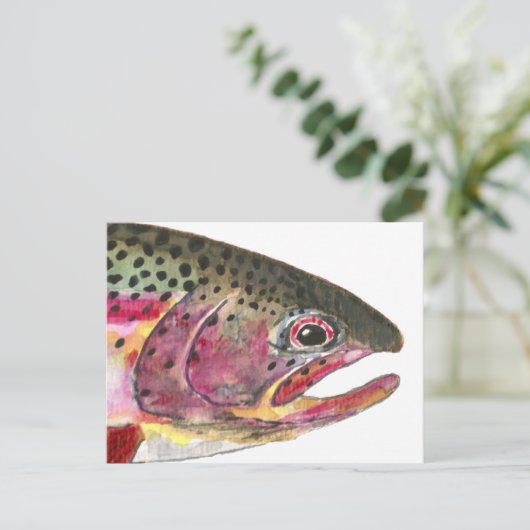 Regenbogenforelle Postkarte (Stehend Vorderseite)