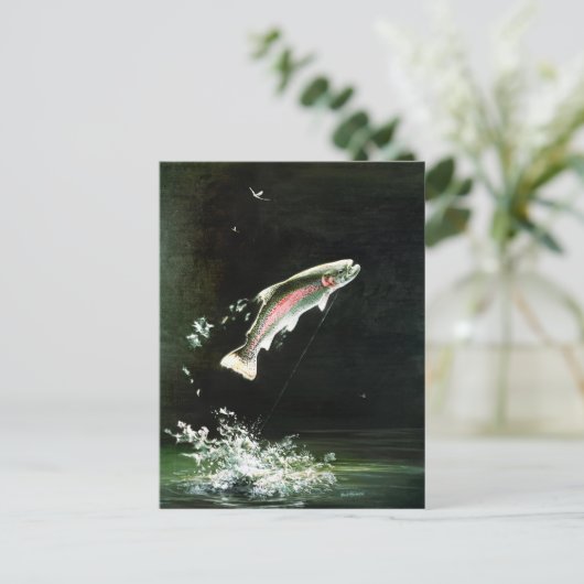 Regenbogenforelle Postkarte (Stehend Vorderseite)