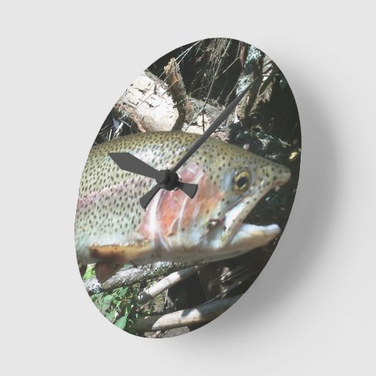 Regenbogenforelle Runde Wanduhr (Winkel)