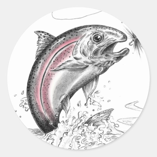 Regenbogenforelle Runder Aufkleber (Vorderseite)