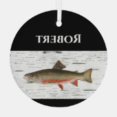 Regenbogenforelle Rustikaler Aspen Rinde Hintergru Ornament Aus Glas (Rückseite)