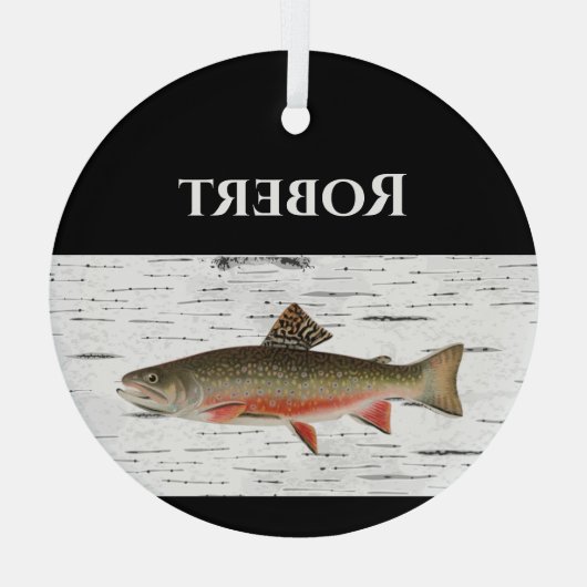 Regenbogenforelle Rustikaler Aspen Rinde Hintergru Ornament Aus Glas (Rückseite)
