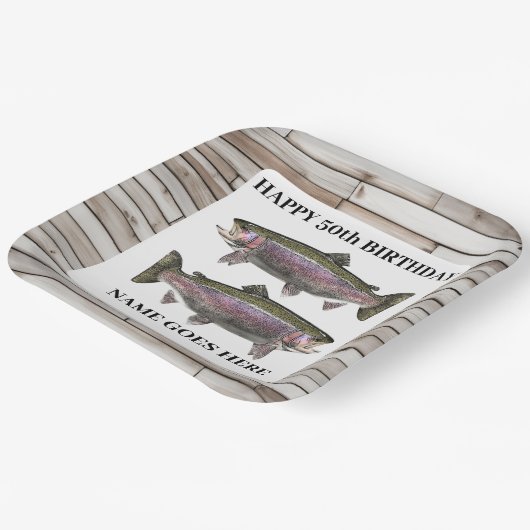 Regenbogenforelle Rustikales Angeln im Freien Gebu Pappteller (Gewinkelt)