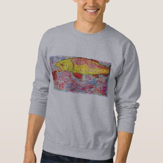 Regenbogenforelle-Siebdruckblick Sweatshirt (Vorderseite)