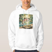 Regenbogenforelle springt in Waldstrom Aquarell Hoodie (Vorderseite)