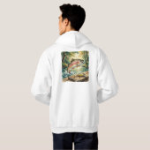 Regenbogenforelle springt in Waldstrom Aquarell Hoodie (Schwarz voll)