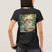 Regenbogenforelle springt in Waldstrom Aquarell T-Shirt (Rückseite)