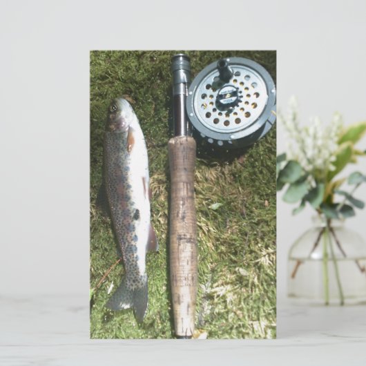 Regenbogenforelle und Fliegenfischer Briefpapier (Stehend Vorderseite)