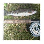 Regenbogenforelle und Fliegenfischer Fliese (Vorderseite)