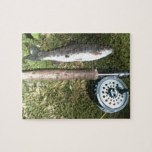 Regenbogenforelle und Fliegenfischer Puzzle (Horizontal)