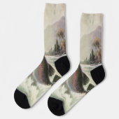 Regenbogenforelle, Vintage-Angler fischt nach Fisc Socken (Linkes Detail)