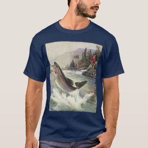 Regenbogenforelle, Vintage-Angler fischt nach Fisc T-Shirt