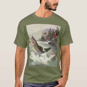 Regenbogenforelle, Vintage-Angler fischt nach Fisc T-Shirt