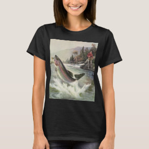 Regenbogenforelle, Vintage-Angler fischt nach Fisc T-Shirt