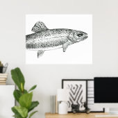 Regenbogenforelle Zeichnend Poster (Heimbüro)
