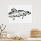 Regenbogenforelle Zeichnend Poster (Küche)