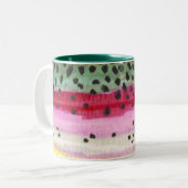 Regenbogenforelle Zweifarbige Tasse (Vorderseite Links)