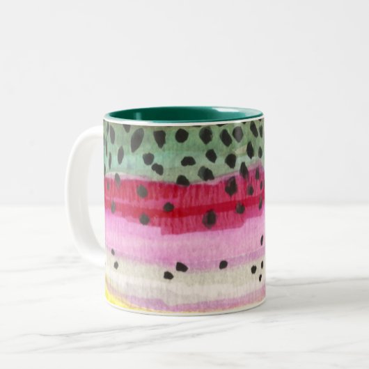 Regenbogenforelle Zweifarbige Tasse (Vorderseite Links)