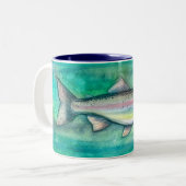 Regenbogenforellen-Fisch-Kunst-Tasse Zweifarbige Tasse (Vorderseite Links)