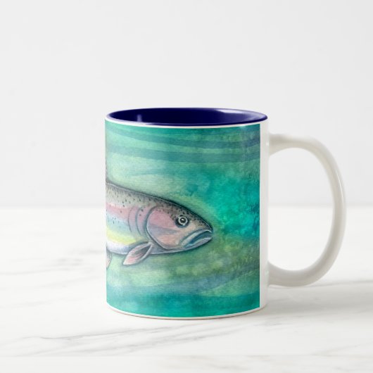 Regenbogenforellen-Fisch-Kunst-Tasse Zweifarbige Tasse (Rechts)