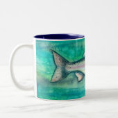 Regenbogenforellen-Fisch-Kunst-Tasse Zweifarbige Tasse (Links)