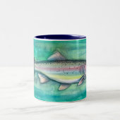 Regenbogenforellen-Fisch-Kunst-Tasse Zweifarbige Tasse (Mittel)