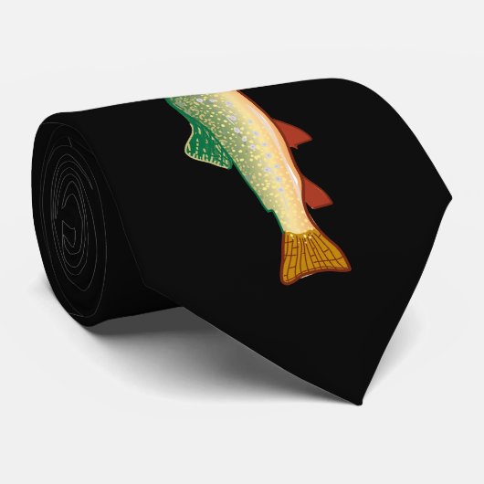 Regenbogenforellenfisch auf schwarz krawatte (Gerollt)