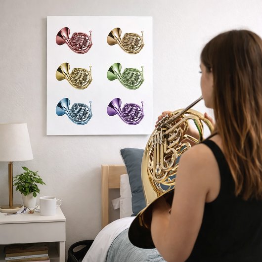 Regenbogenfrenchhorn Blechblasinstrument Kunst Poster