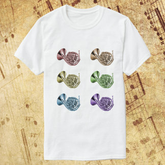 Regenbogenfrenchhorn Collage-Design Farbiges Blech T-Shirt