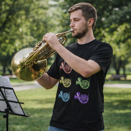 Regenbogenfrenchhorn-Collage-Design T-Shirt