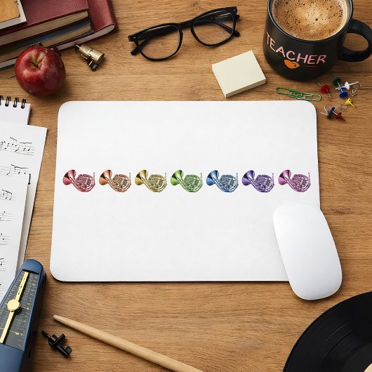 Regenbogenfrenchhorn Farbvolles Blechblasinstrumen Mousepad