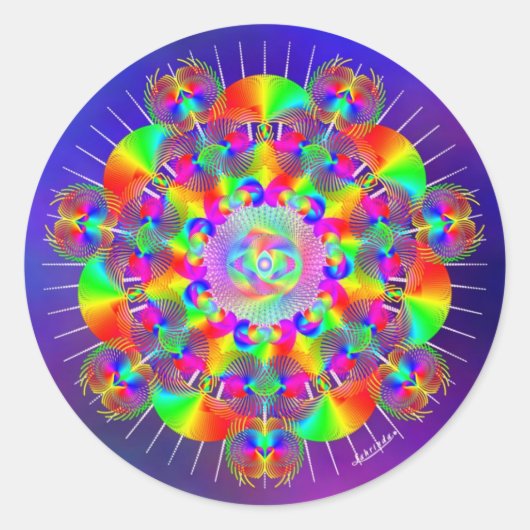 Regenbogenfrequenz Runder Aufkleber (Vorderseite)