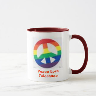 Regenbogenfriedenszeichen, FriedensLiebe-Toleranz Tasse