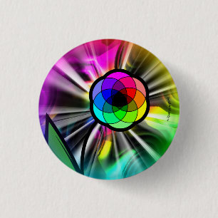 Regenbogengänseblümchen-Sternexplosionknopf Button