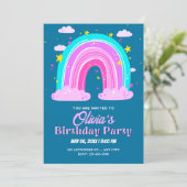 RegenbogenGeburtstag Einladung (Stehend Vorderseite)