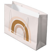 Regenbogengeschenk-Tasche in rosa Neutralen zum Ge Große Geschenktüte (Vorderseite Schrägansicht)