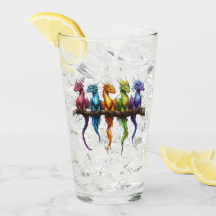 Regenbogengruppe von Baby-Drachen Glas