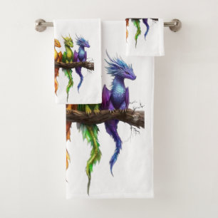 Regenbogengruppe von Babydrachen Badhandtuch Set