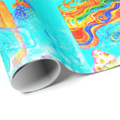 Regenbogenhaar-Meerjungfrau-Packpapier Geschenkpapier (Rolleneckpunkt)