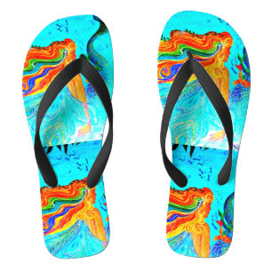 Regenbogenhaar-Meerjungfrauen blau Badesandalen