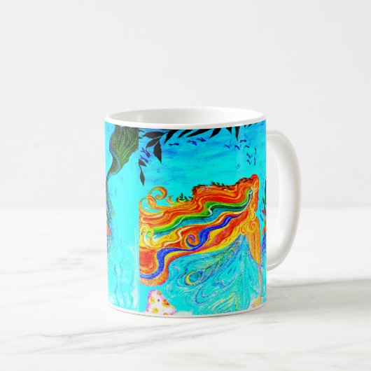 Regenbogenhaar Meerjungfrauen Tasse (VorderseiteRechts)