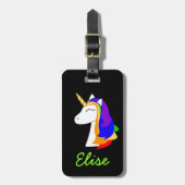 Regenbogenhaar unicorn schwarzes Gepäckanhänger (Vorderseite vertikal)