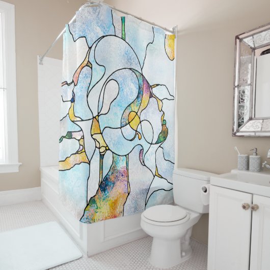 Regenbogenhalterungen. Unity of Stached Glass Seri Duschvorhang (Beispiel)