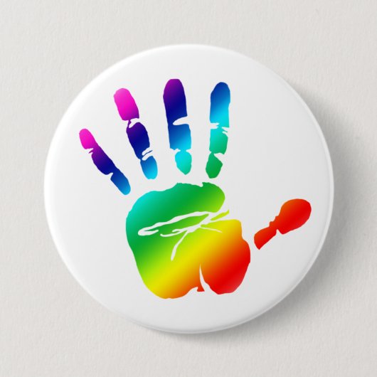 Regenbogenhand Button (Vorderseite)
